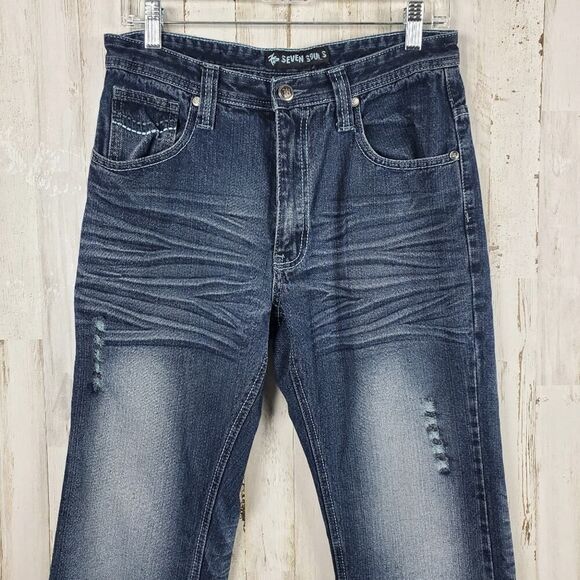 Seven Souls Acid Wash Denim Jeans Blue Size 30 x 32 - Picture 4 of 10